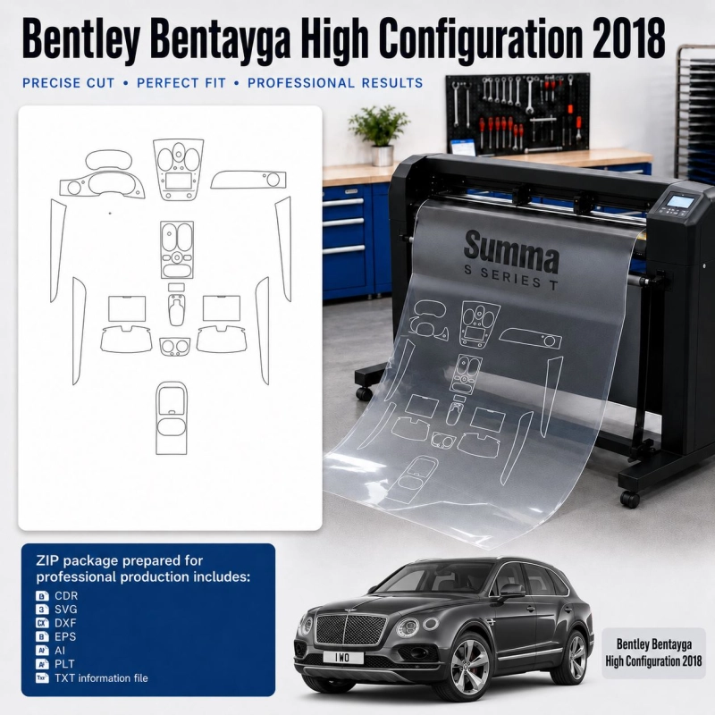 Bentley Benteyga High Configration 2018 Innenraum PPF- & Folien-Schneidevorlage