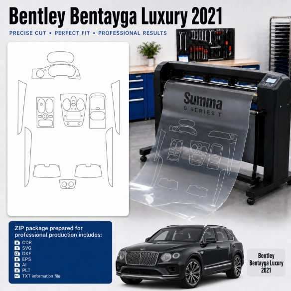 Bentley Benteyga Luxury 2021 Innenraum PPF- & Folien-Schneidevorlage