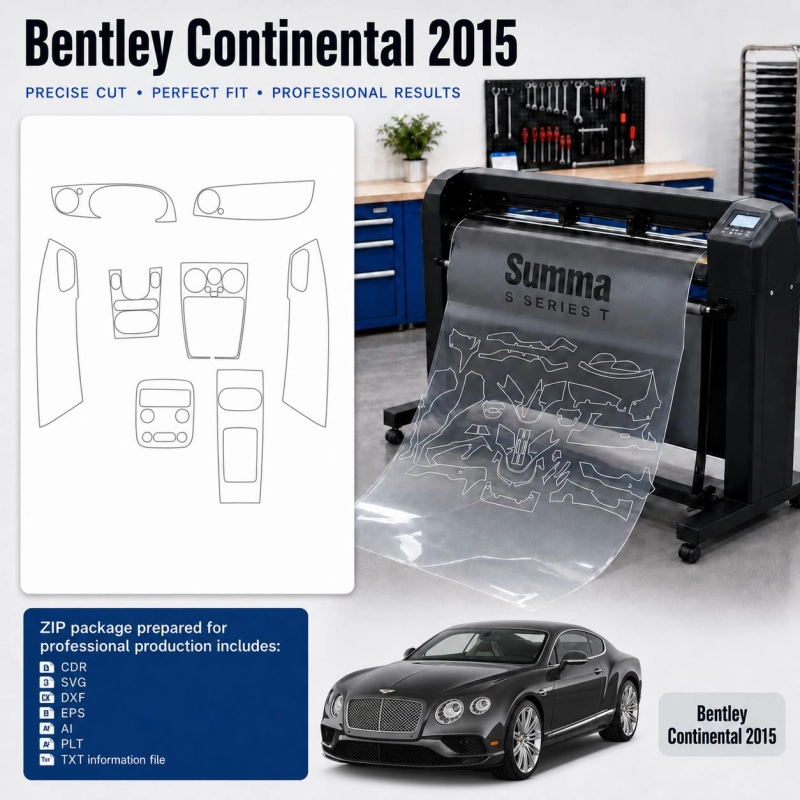 Bentley Continental 2015 Innenraum PPF- & Folien-Schneidevorlage
