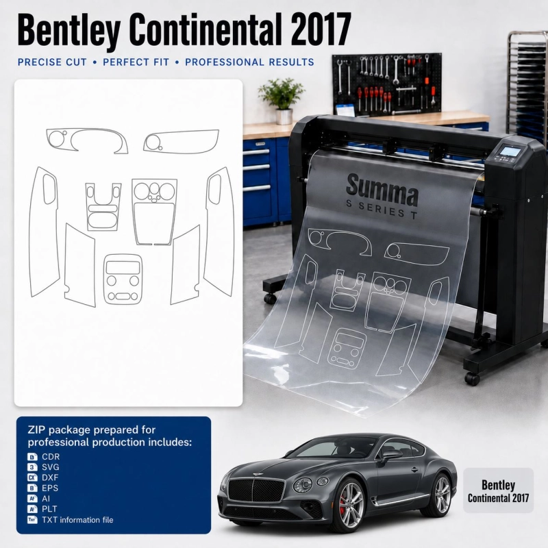 Bentley Continental 2017 Innenraum PPF- & Folien-Schneidevorlage