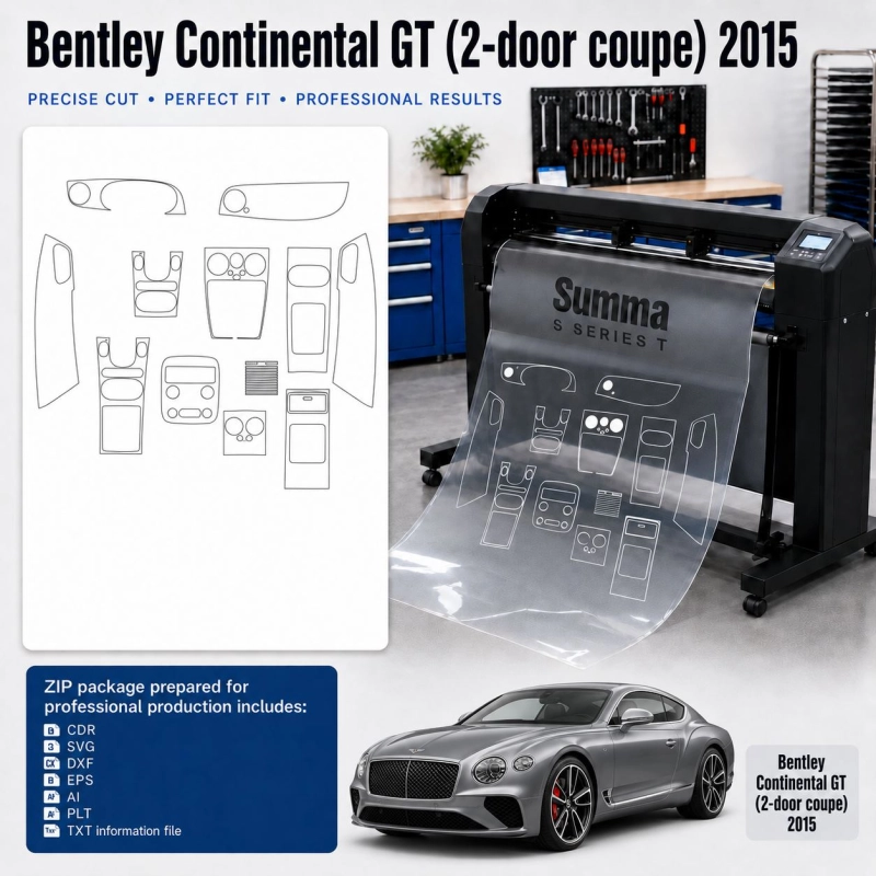 Bentley Continental GT 2 Door Coupe 2015 Innenraum PPF- & Folien-Schneidevorlage