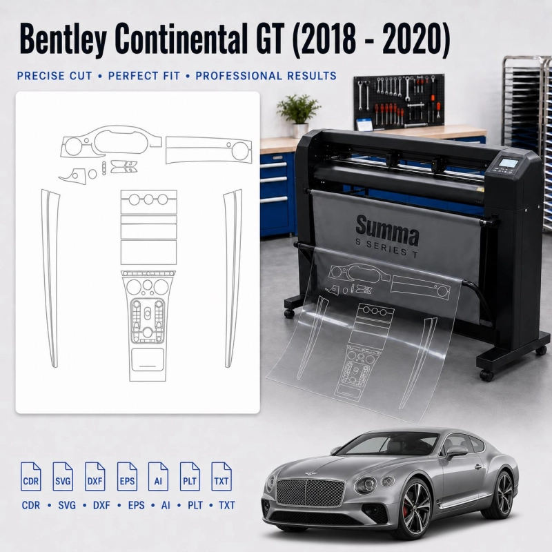 Bentley Continental GT 2018 2020 Innenraum PPF- & Folien-Schneidevorlage