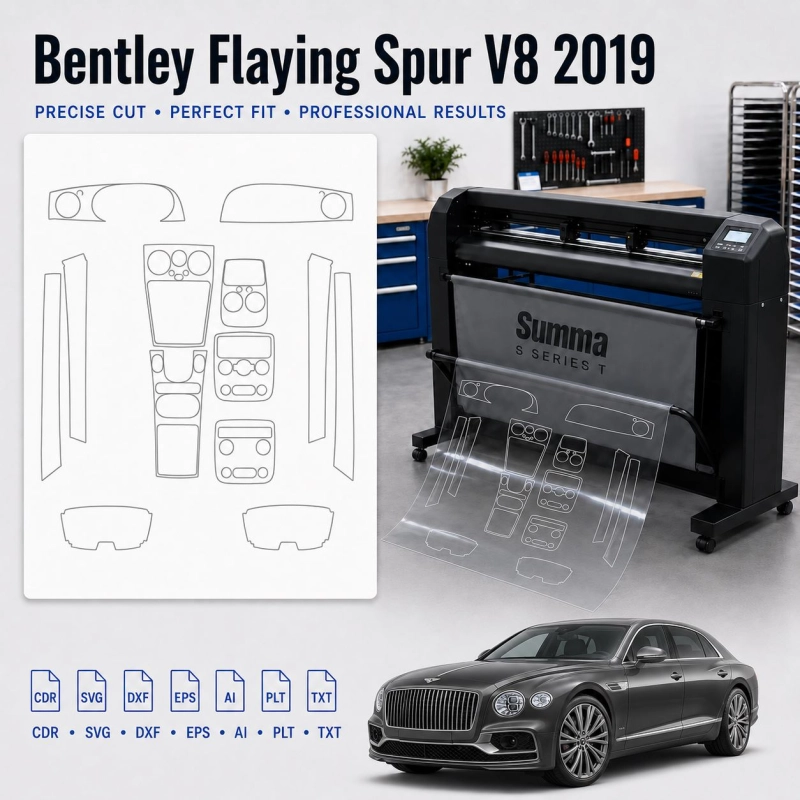 Bentley Flaying Spur V8 2019 Innenraum PPF- & Folien-Schneidevorlage