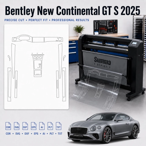 Bentley New Continental GT S 2025 Innenraum PPF- & Folien-Schneidevorlage