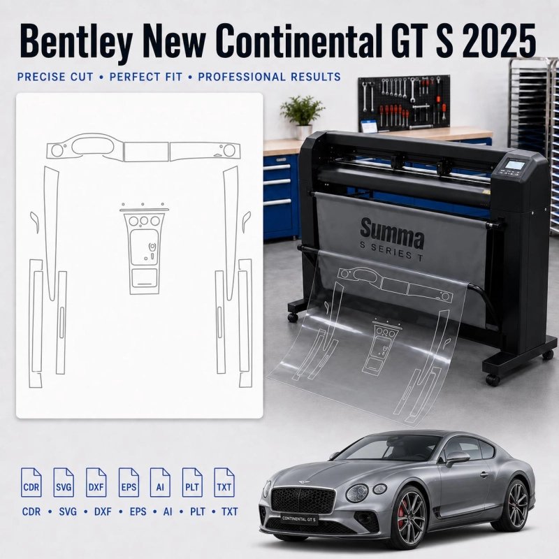 Bentley New Continental GT S 2025 Innenraum PPF- & Folien-Schneidevorlage