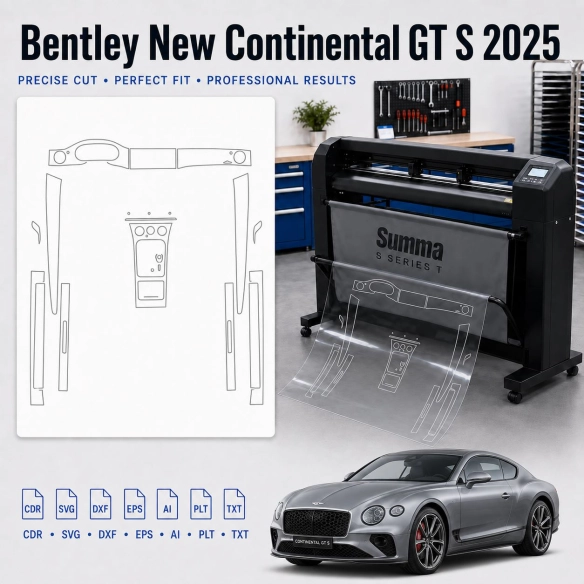 Bentley New Continental GT S 2025 Innenraum PPF- & Folien-Schneidevorlage
