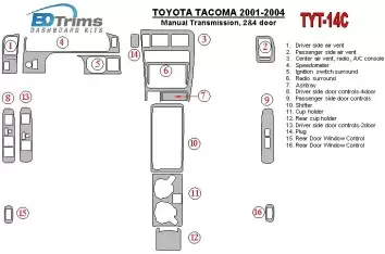 Toyota Tacoma 2000-2004 Manual Gear Box, 2&4 Doors BD innenausstattung armaturendekor cockpit dekor