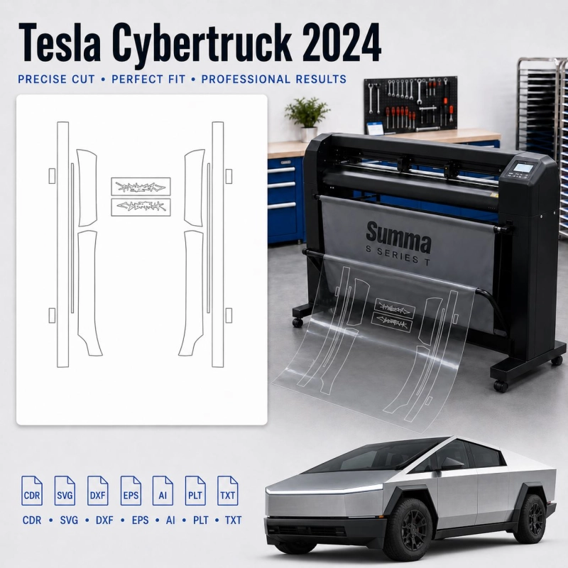 Tesla Cybertruck 2024 Innenraum PPF- & Folien-Schneidevorlage