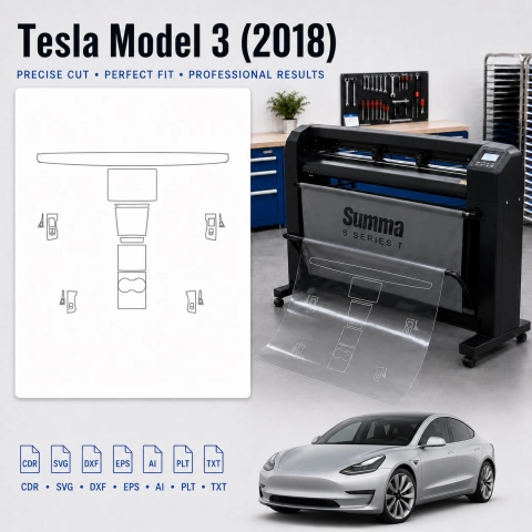 Tesla Model 3 2018 Innenraum PPF- & Folien-Schneidevorlage