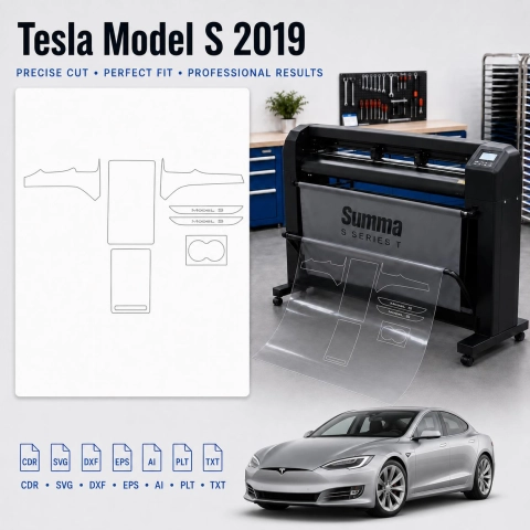Tesla Model S 2019 Innenraum PPF- & Folien-Schneidevorlage