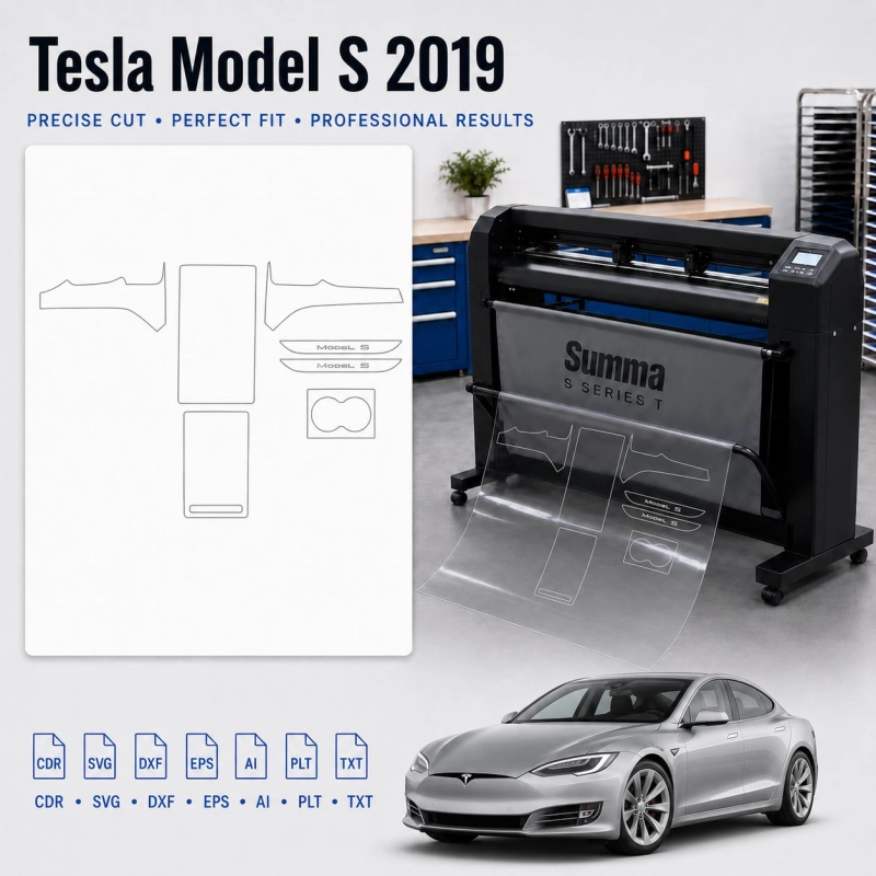 Tesla Model S 2019 Innenraum PPF- & Folien-Schneidevorlage