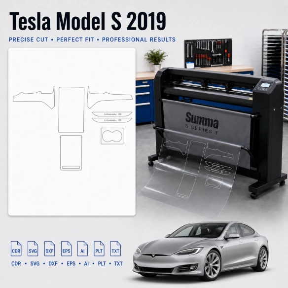 Tesla Model S 2021 Plaid Innenraum PPF- & Folien-Schneidevorlage
