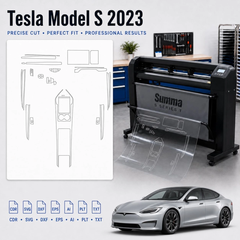 Tesla Model S 2023 Innenraum PPF- & Folien-Schneidevorlage