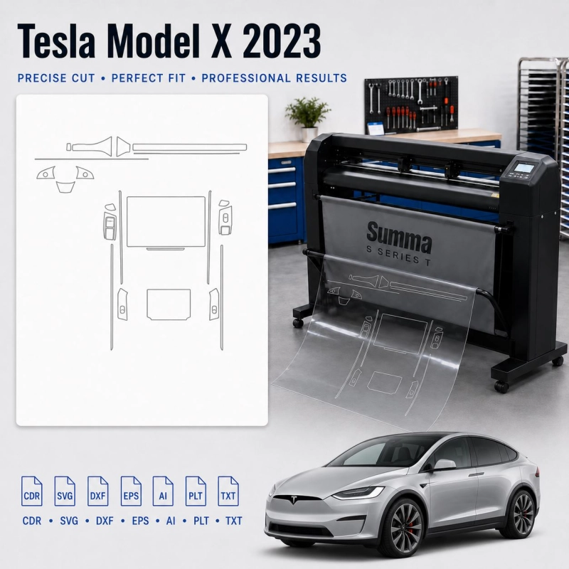 Tesla Model X 2023 Innenraum PPF- & Folien-Schneidevorlage