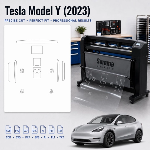 Tesla Model Y 2023 Innenraum PPF- & Folien-Schneidevorlage