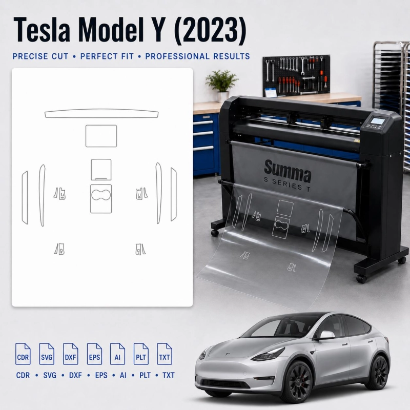 Tesla Model Y 2023 Innenraum PPF- & Folien-Schneidevorlage