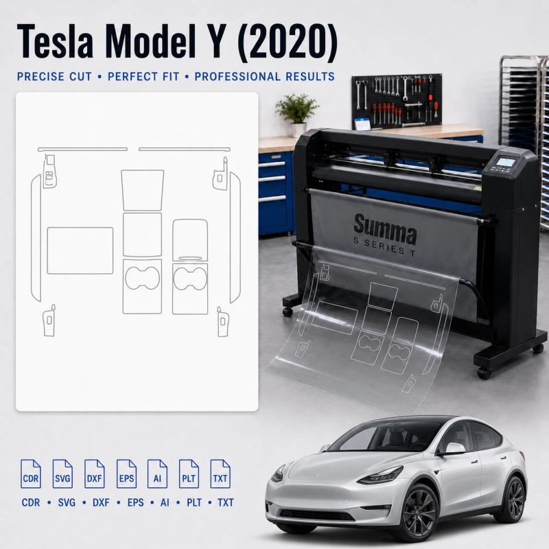 Tesla Model Y 2020 Car Innenraum PPF- & Folien-Schneidevorlage