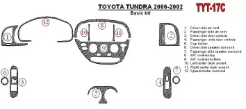 Toyota Tundra 2000-2002 2 & 4 Doors, Grundset, 12 Parts set BD innenausstattung armaturendekor cockpit dekor - 1- Cockpit Dekor 