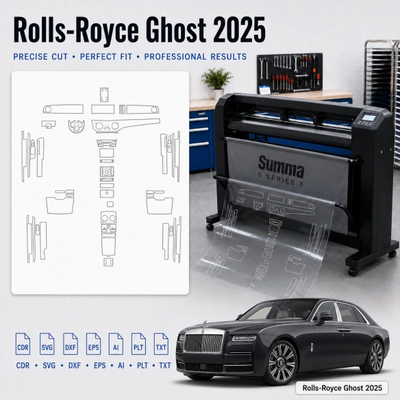 Rolls-Royce Ghost 2025 Innenraum PPF- & Folien-Schneidevorlage