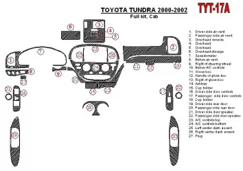 Toyota Tundra 2000-2002 4 Doors, Voll Satz, 27 Parts set BD innenausstattung armaturendekor cockpit dekor - 1- Cockpit Dekor Inn