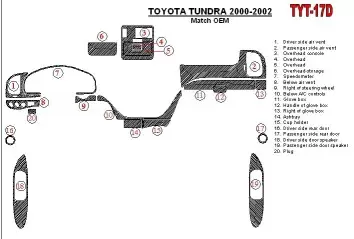 Toyota Tundra 2000-2002 4 Doors, OEM Compliance, 20 Parts set BD innenausstattung armaturendekor cockpit dekor - 1- Cockpit Deko