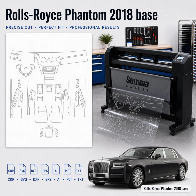 Rolls-Royce Phantom 2018 Base Innenraum PPF- & Folien-Schneidevorlage