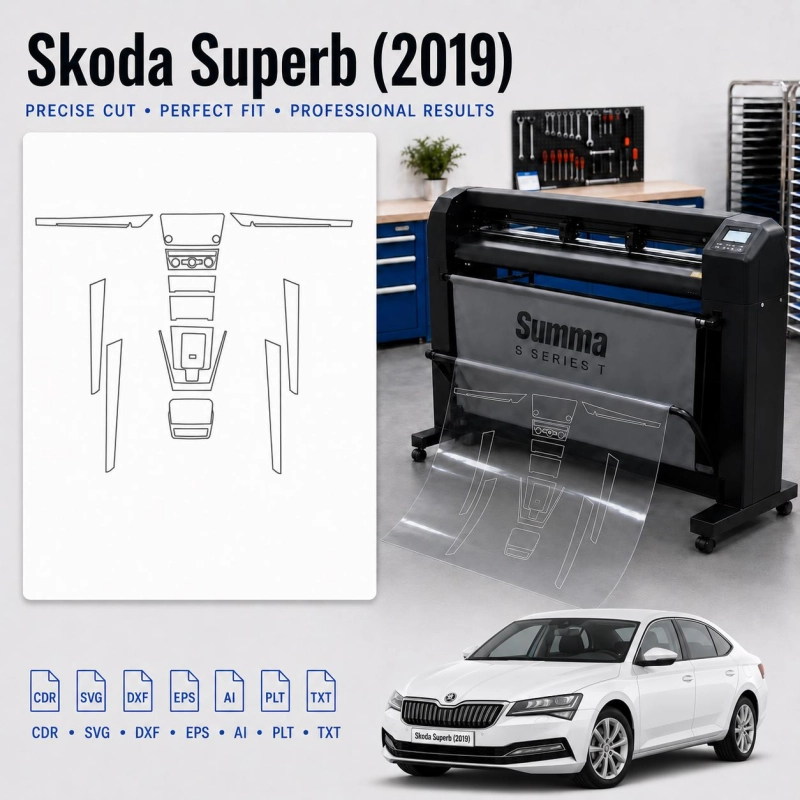 Skoda Superb 2019 Innenraum PPF- & Folien-Schneidevorlage