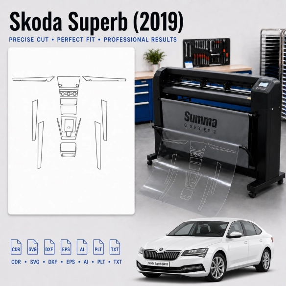 Skoda Superb 2019 Innenraum PPF- & Folien-Schneidevorlage