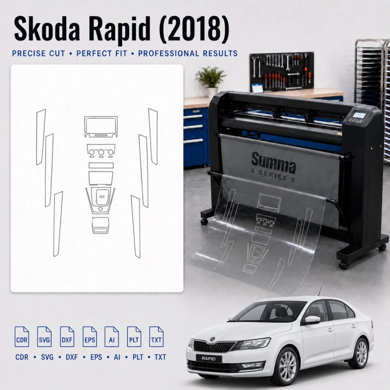 Skoda Rapid 2018 Innenraum PPF- & Folien-Schneidevorlage