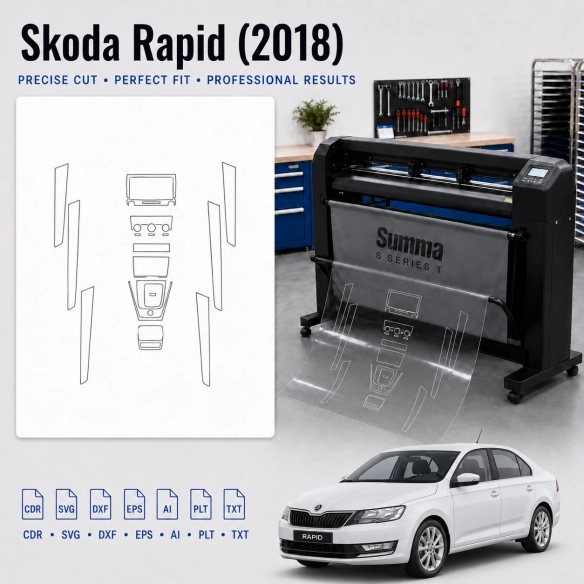 Skoda Rapid 2018 Innenraum PPF- & Folien-Schneidevorlage