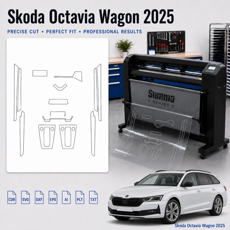 Skoda Octavia Wagon 2025 Innenraum PPF- & Folien-Schneidevorlage