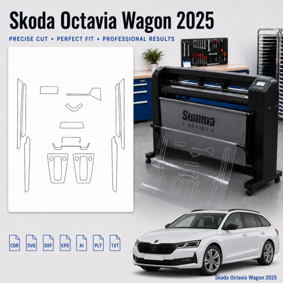 Skoda Octavia Wagon 2025 Innenraum PPF- & Folien-Schneidevorlage