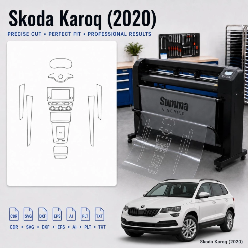 Skoda Karoq 2020 Innenraum PPF- & Folien-Schneidevorlage