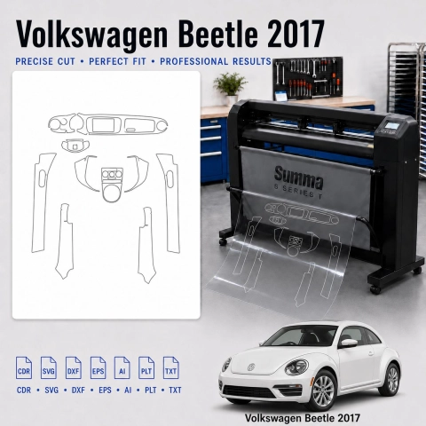 Volkswagen Beetle 2017 Innenraum PPF- & Folien-Schneidevorlage