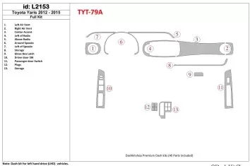 Toyota Yaris 2012-UP Voll Satz BD innenausstattung armaturendekor cockpit dekor
