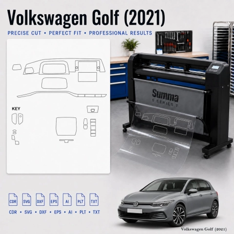 Volkswagen Golf 2021 Innenraum PPF- & Folien-Schneidevorlage
