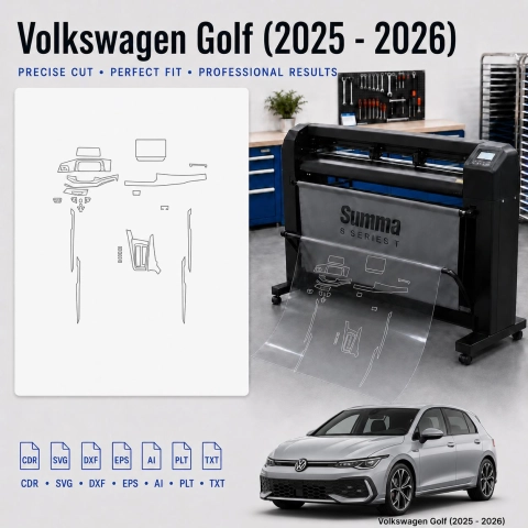 Volkswagen Golf 2025 2026 Innenraum PPF- & Folien-Schneidevorlage