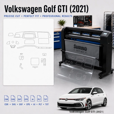 Volkswagen Golf Gti 2021 Innenraum PPF- & Folien-Schneidevorlage