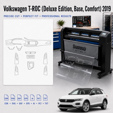 Volkswagen T Roc Deluxe Edition Base Comfort 2019 Innenraum PPF- & Folien-Schneidevorlage