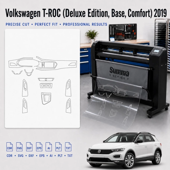 Volkswagen T Roc Deluxe Edition Base Comfort 2019 Innenraum PPF- & Folien-Schneidevorlage