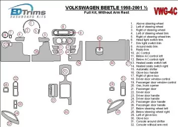 Volkswagen Beetle 1998-2001 Voll Satz, Without Armrest, 32 Parts set, BD innenausstattung armaturendekor cockpit dekor - 3- Cock