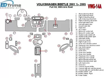 Volkswagen Beetle 2001-2005 Voll Satz BD innenausstattung armaturendekor cockpit dekor - 3- Cockpit Dekor Innenraum