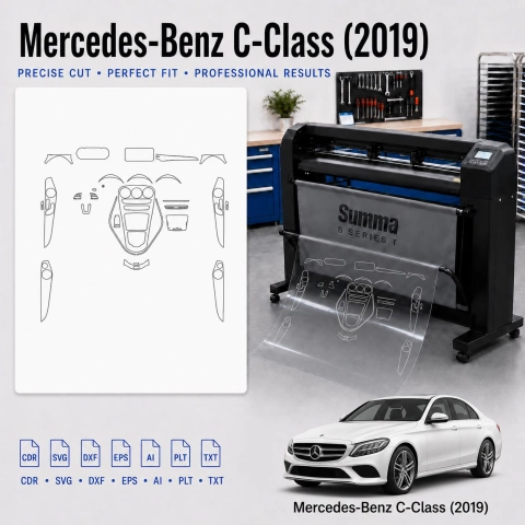 Mercedes Benz C Class 2019 Innenraum PPF- & Folien-Schneidevorlage