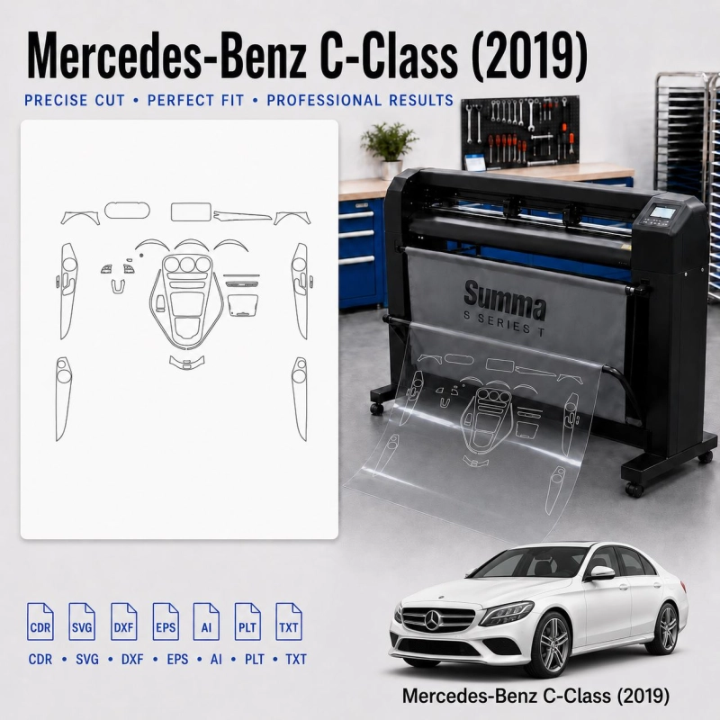 Mercedes Benz C Class 2019 Innenraum PPF- & Folien-Schneidevorlage