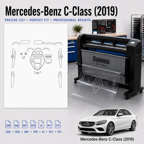 Mercedes Benz C Class 2019 Innenraum PPF- & Folien-Schneidevorlage