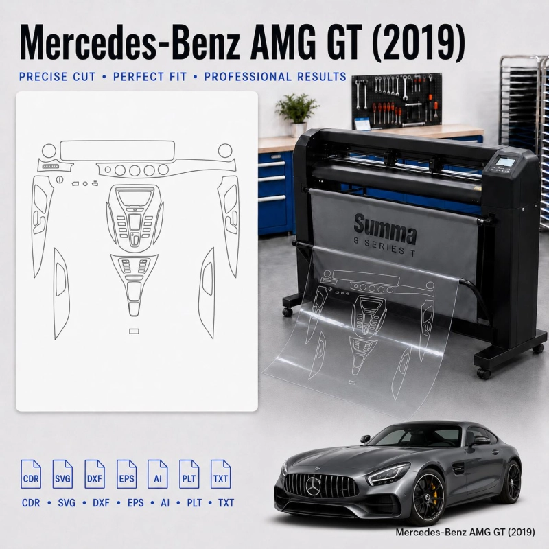 Mercedes Benz Amg GT 2019 Innenraum PPF- & Folien-Schneidevorlage