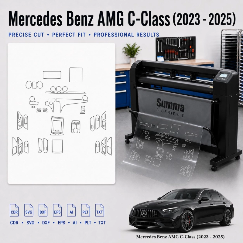 Mercedes Benz Amg C Class 2023 2025 Innenraum PPF- & Folien-Schneidevorlage