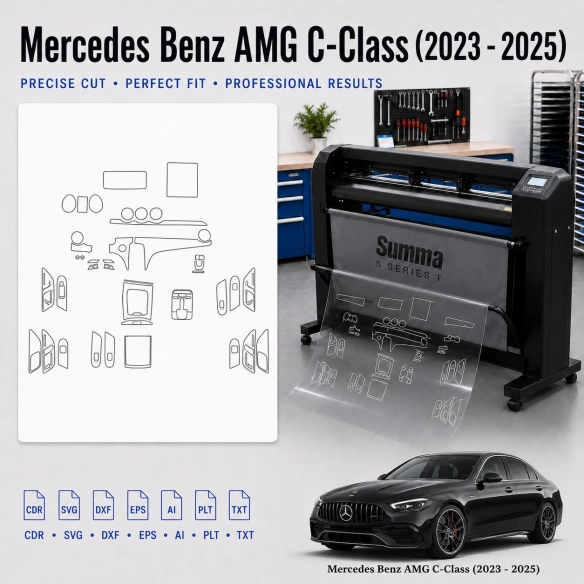 Mercedes Benz Amg C Class 2023 2025 Innenraum PPF- & Folien-Schneidevorlage