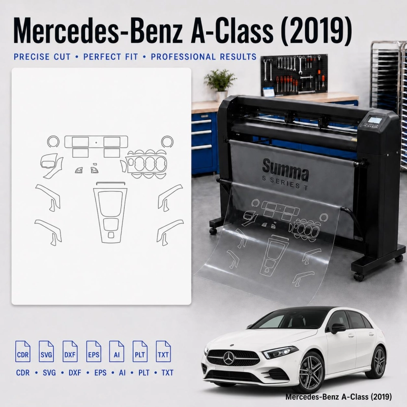 Mercedes Benz A Class Sedan 2024 Innenraum PPF- & Folien-Schneidevorlage