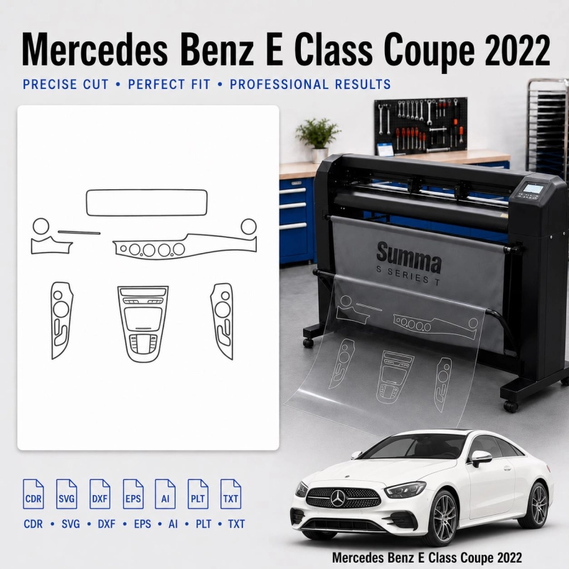 Mercedes Benz E Class Coupe 2022 Innenraum PPF- & Folien-Schneidevorlage